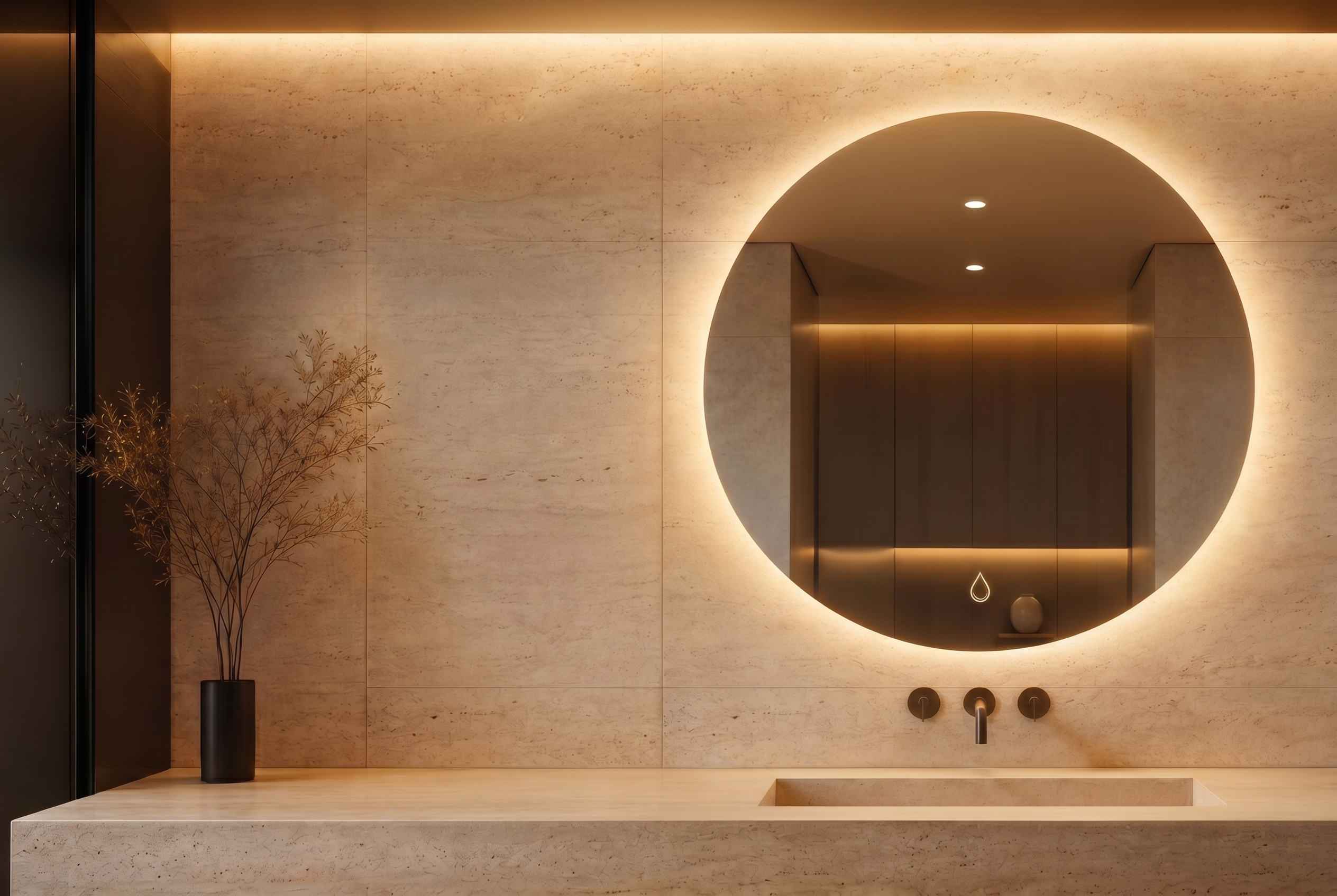 Salle de bain haut de gamme avec miroir LED rond MSB