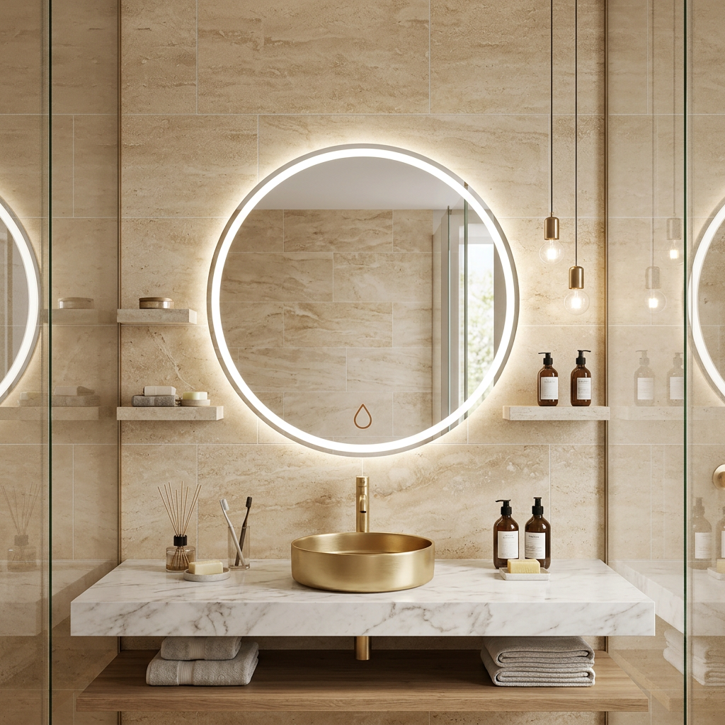 Miroir LED MSB Beige travertin